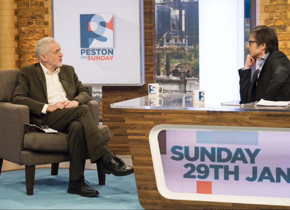  Rainy days and Sundays . . . Corbyn explains the impossibility of rebels carrying on in their jobs to Robert Peston