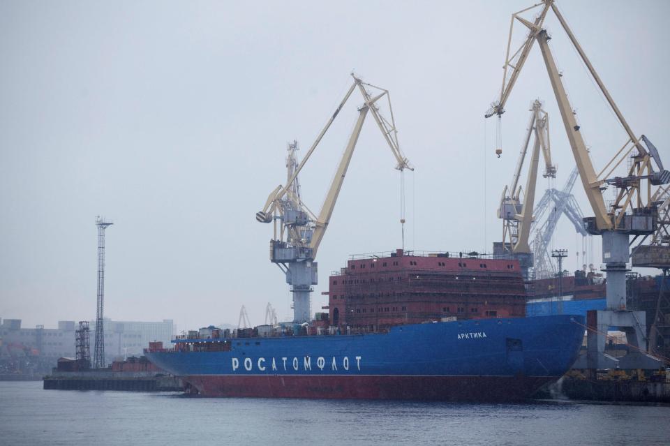  The atomic icebreaker Arktika under construction at the Baltic Shipyard in St Petersburg, Russia. File photo