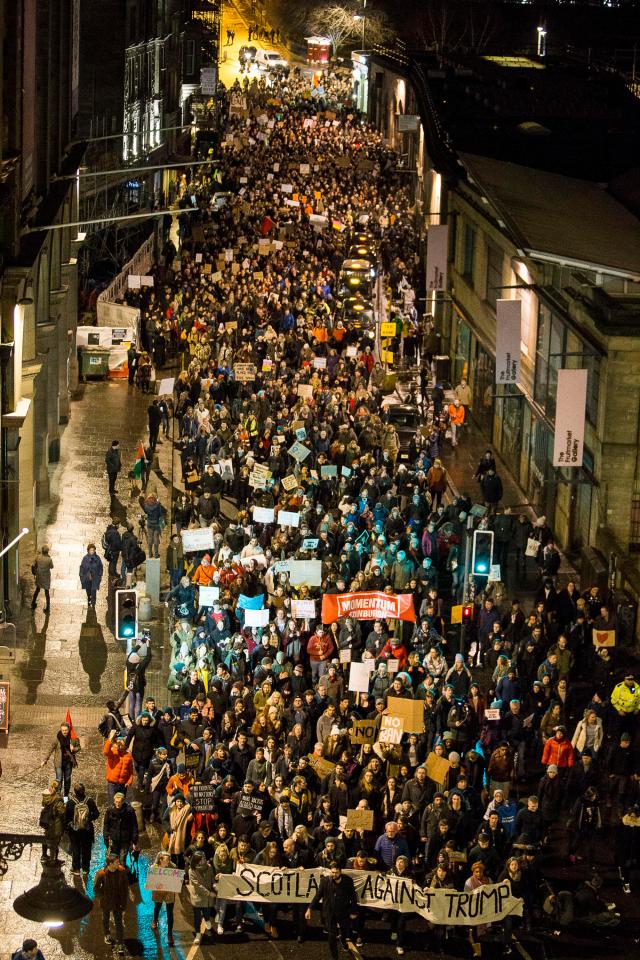  In response there were huge protests across the UK last night