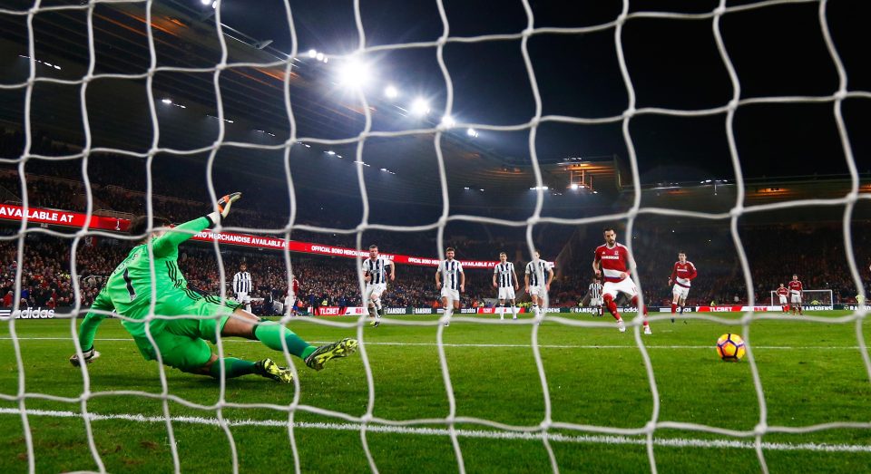 Alvaro Negredo rolls his equalising penalty beyond Ben Foster