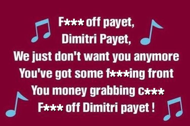  West Ham fans have created an X-rated song for unhappy star Dimitri Payet