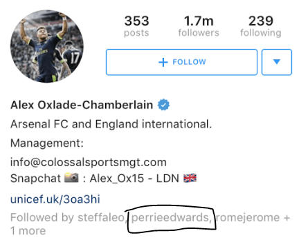  Perrie followed the sports star on Instagram earlier today