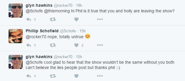  Phillip reassured a fan he wasn't planning to leave the show