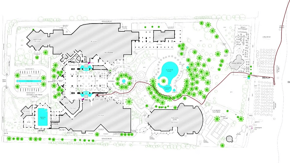  Map shows the killer's route as he rampaged his way through the hotel's grounds