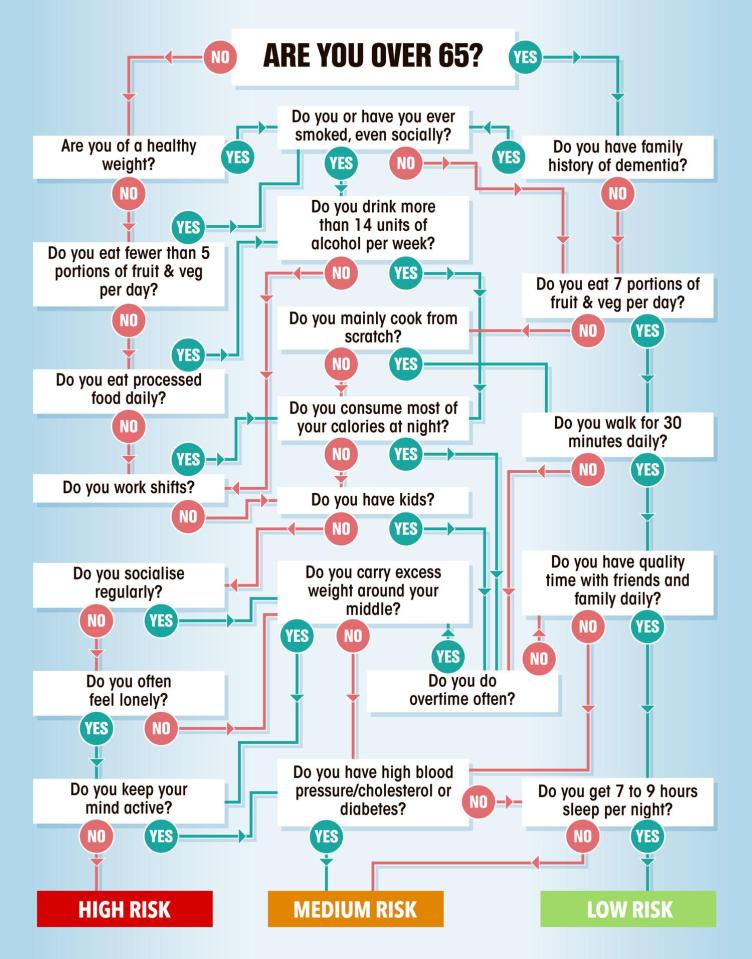  Follow our chart to find out if your lifestyle leaves you at risk of developing dementia