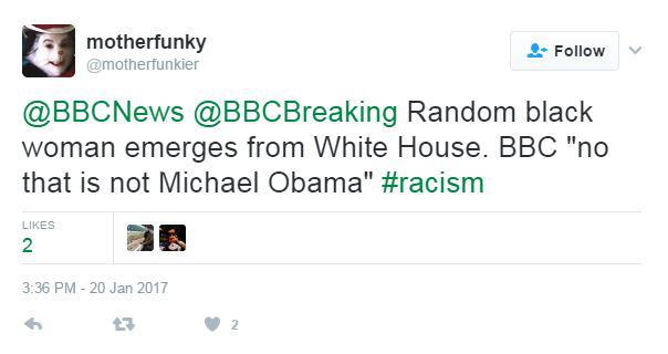  Whist one viewer tweeted the BBC using the hashtag '#racism' over the incident