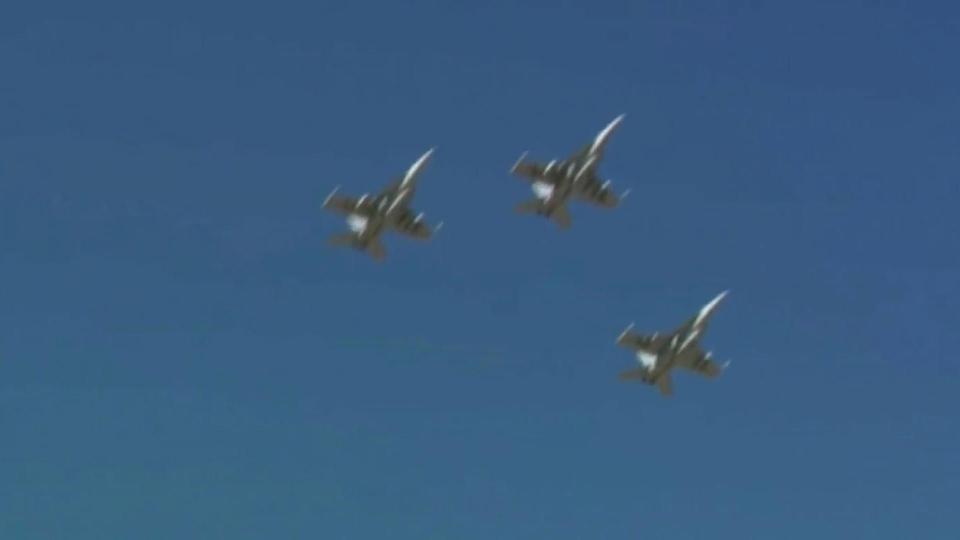  Three fighter jets took part in the test