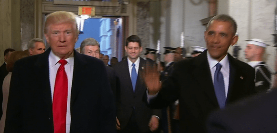  Donald Trump was seen arriving at Capitol Hill with President Obama