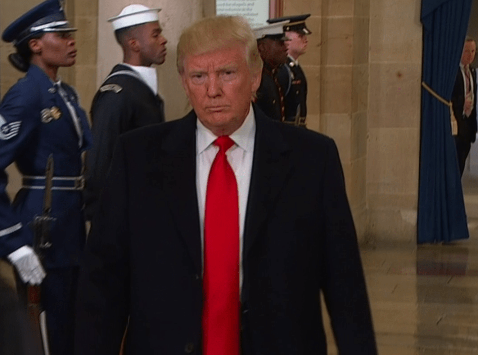  Trump arrived at Capitol Hill to chants of "USA! USA! USA!" as he prepares to be sworn in as US President