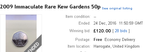  Kew Gardens 50p coins will fetch £120 on eBay