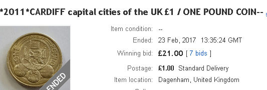  You could make a £20 profit by selling a 2011 Cardiff pound coin