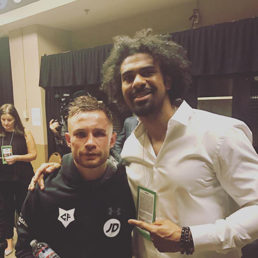  David Haye was in Las Vegas to cheer Carl Frampton is his fight against Leo Santa Cruz