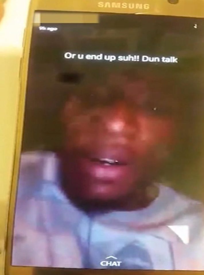  Malachi Halstead posted "chilling footage" of the attack on Snapchat with the meat cleaver