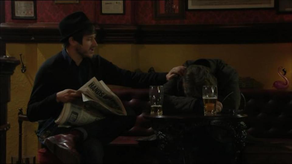 Fans think Ian is sick after needing the loo loads and then falling asleep in the pub