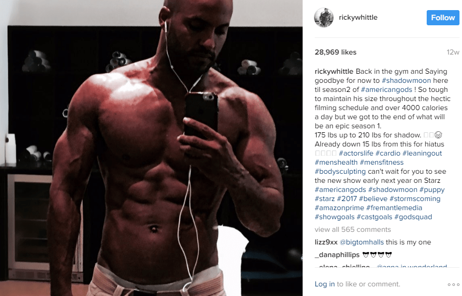  Ricky shared a picture of his body transformation after gaining 35 pounds of muscle for his new TV role