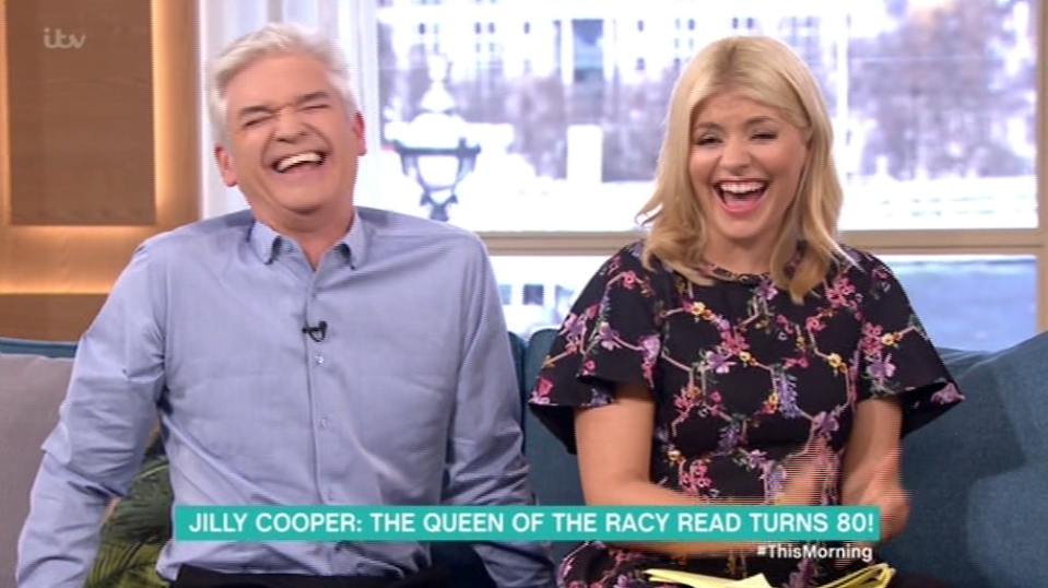  Holly Willoughby and Phillip Schofield got the giggles on This Morning during a chat with Jilly Cooper