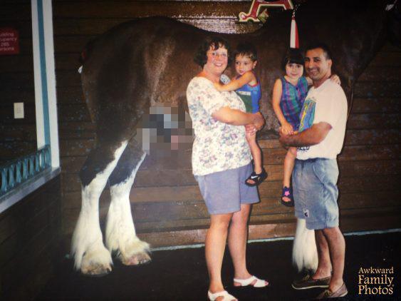  This couple might not have been so keen to pose next to the horse if they'd taken a closer look