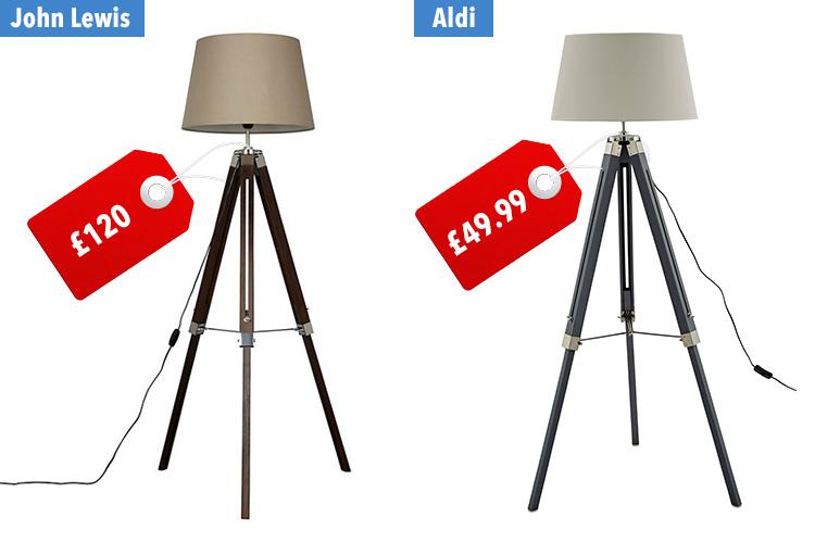  The John Lewis lamp costs £120...while the Aldi version is just £49.99