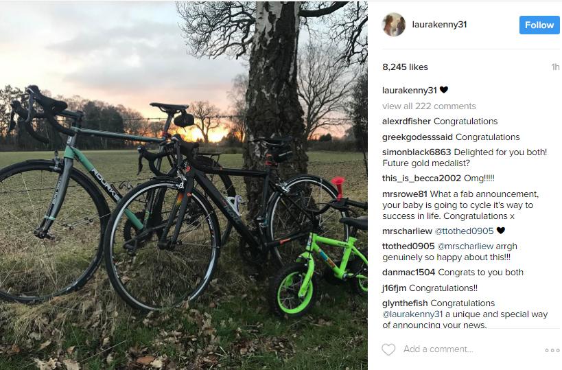 Laura Kenny, nee Trott, posted a picture of three bikes to Instagram