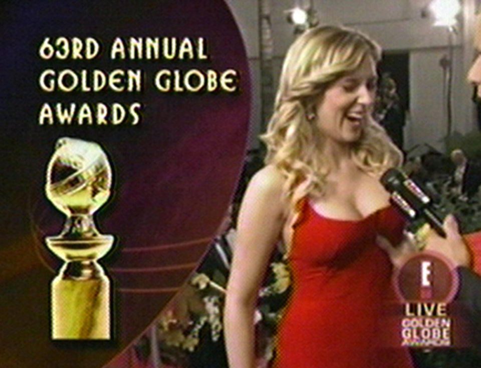  Fashion designer Isaac Mizrahi grabs Scarlett Johansson's boob at the 2006 Golden Globes