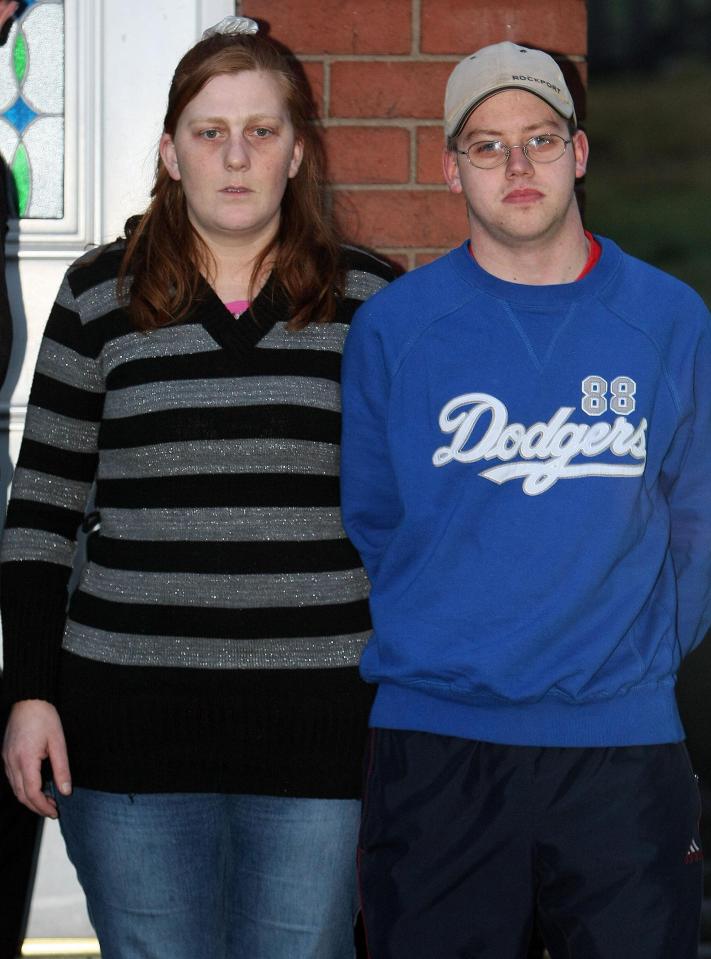  Karen with ex-boyfriend Craig Meehan, then 22, outside their home in Dewsbury, West Yorkshire