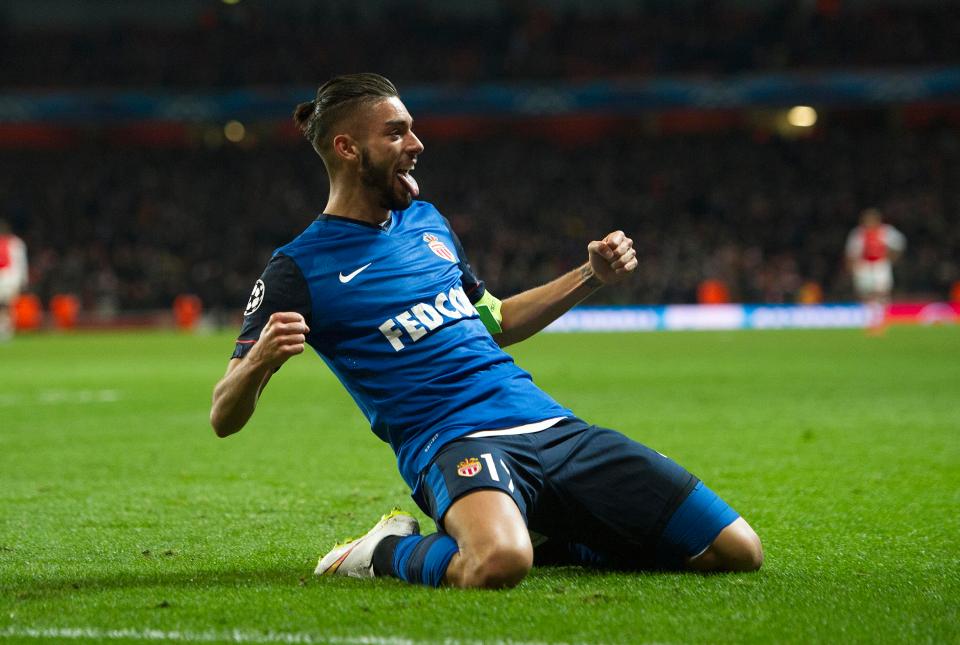 Yannick Carrasco celebrates after his late goal made it 3-1 to Monaco