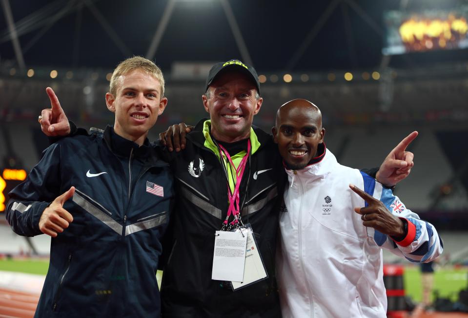 Salazar with Galen Rupp (L) and Farah