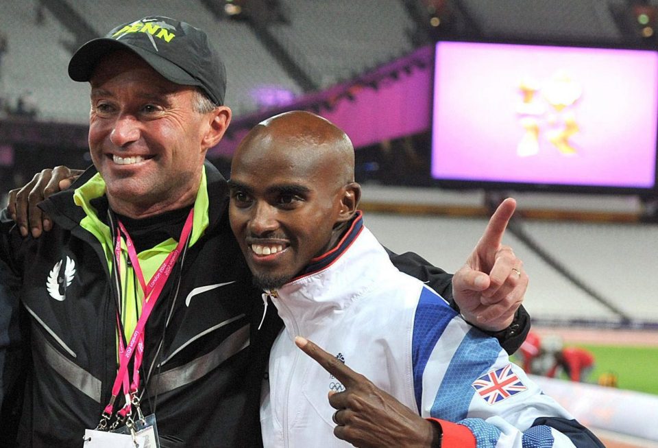 Coach Salazar with Mo Farah, who has denied involved involvement in the allegations