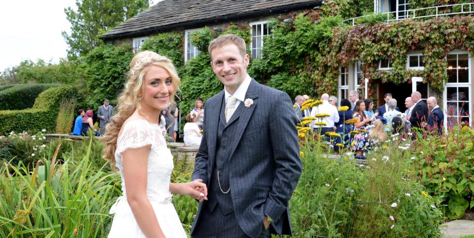 Olympic gold medalists Jason Kenny and Laura Trott celebrate their wedding