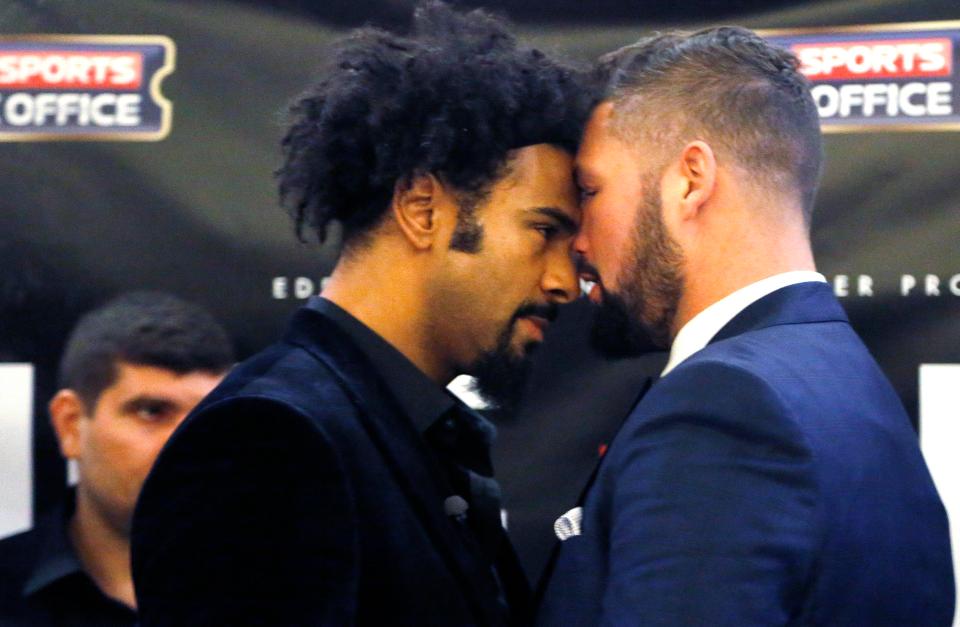  David Haye and Tony Bellew square up before their heavyweight showdown