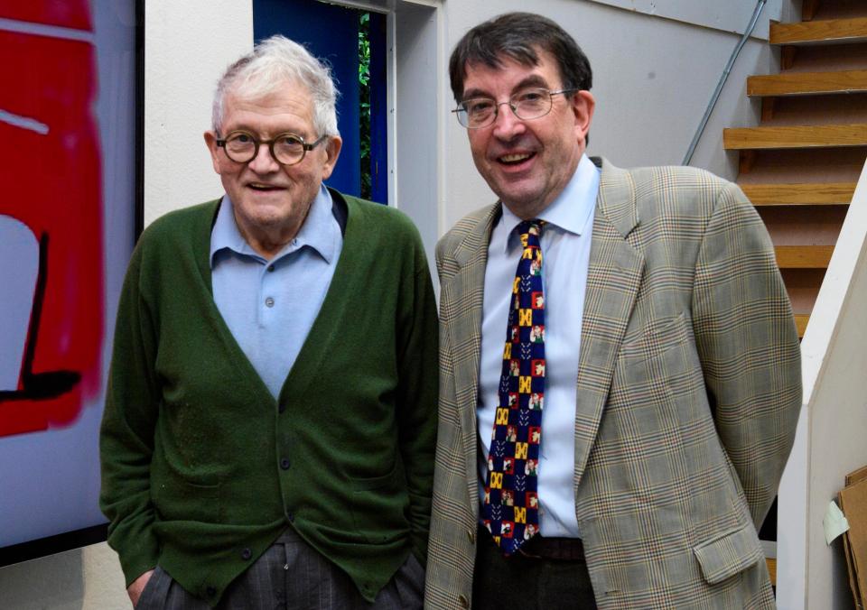  David Hockney at his studio in Los Angeles with Mike Ridley