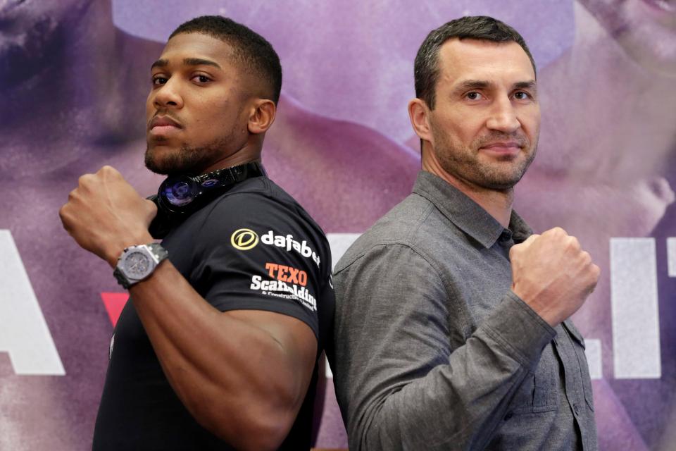  Anthony Joshua and Wladimir Klitschko collide at Wembley in front of 90,000 fans to fight for the IBF and WBA belts