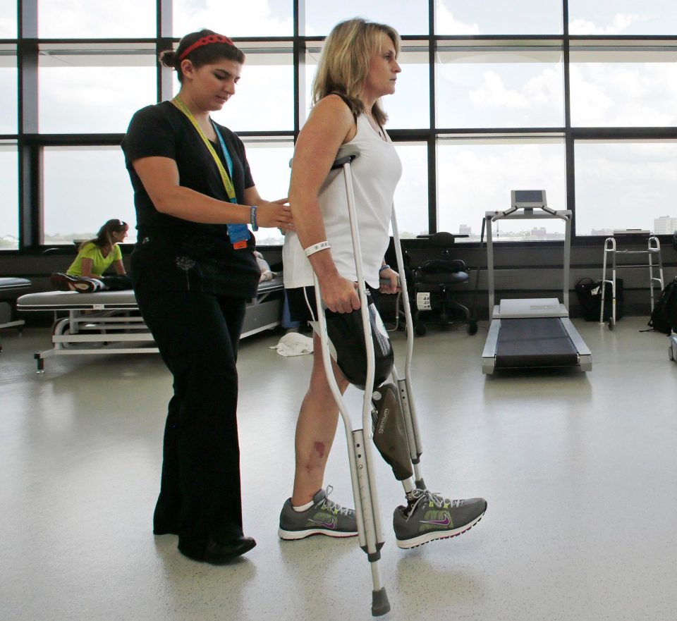  Roseann, pictured at a rehabilitation hospital, was a spectator near the race finish line when two homemade pressure-cooker bombs went off