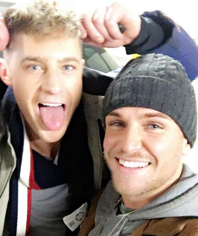  DJ Tom Zanetti - pictured with his mate Scotty T - walked away with minor injuries after the car flipped