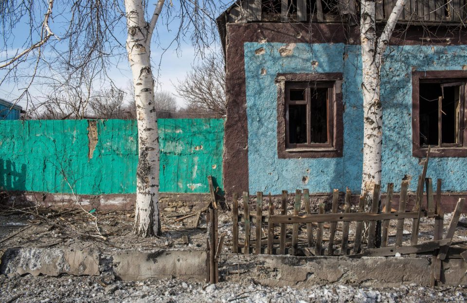  A house damaged by shelling in Avdiivka