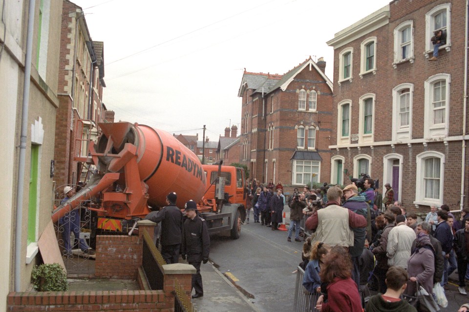 Huge crowds of people gathered at the site as it was concreted over