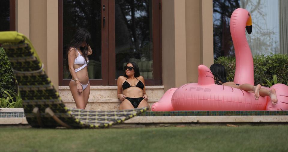  Kim appeared to be listening intently as Kourtney chatted to her