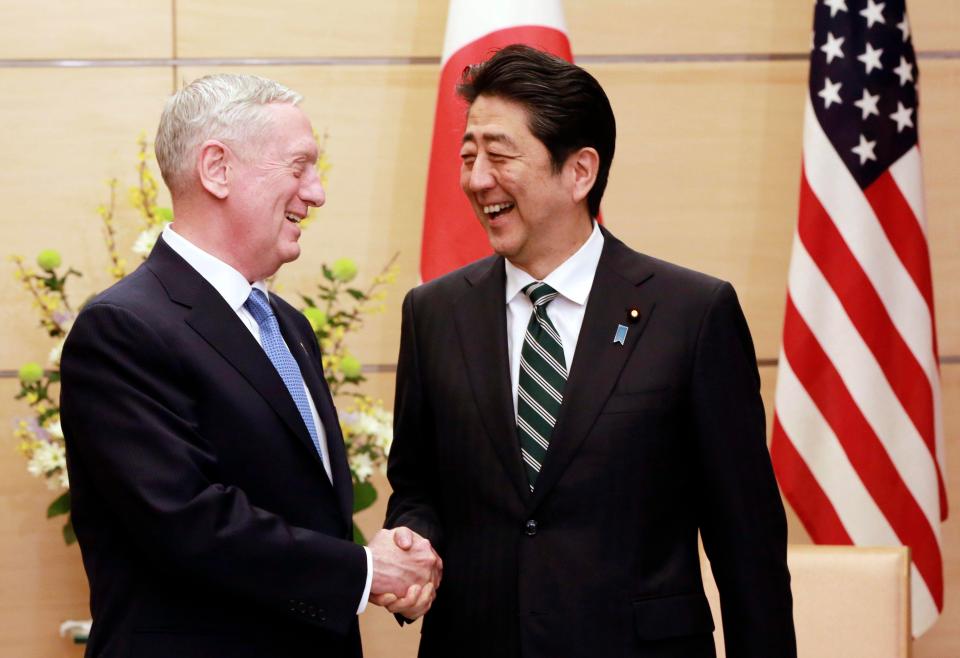  He met Japanese PM Shinzo Abe today as the US vowed the protect its regional allies against North Korean aggression