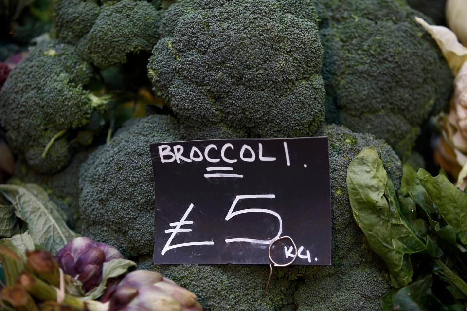  Leaf it out ... market traders at Borough market were selling broccoli at £5 per kilo