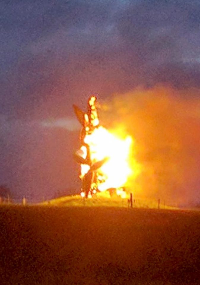  The 40-ft high statue went up in flames around 5.30pm on Thursday