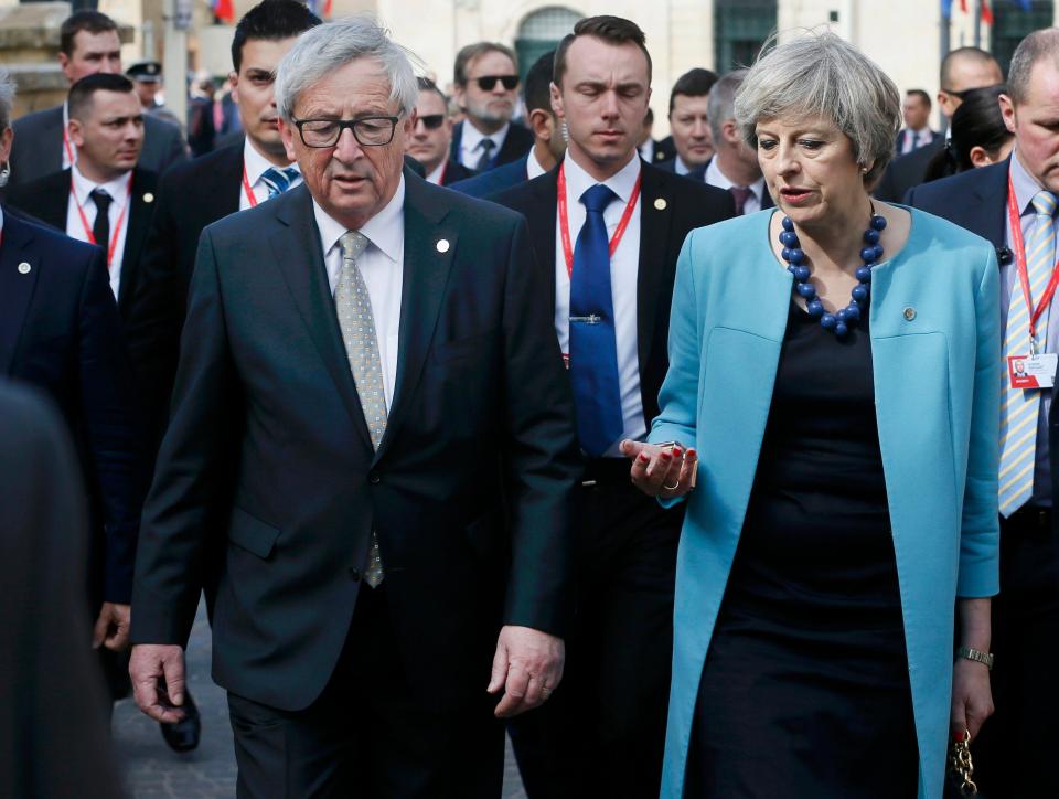  Mrs May stayed for informal talks with other EU members - but left before discussions on the future of the bloc