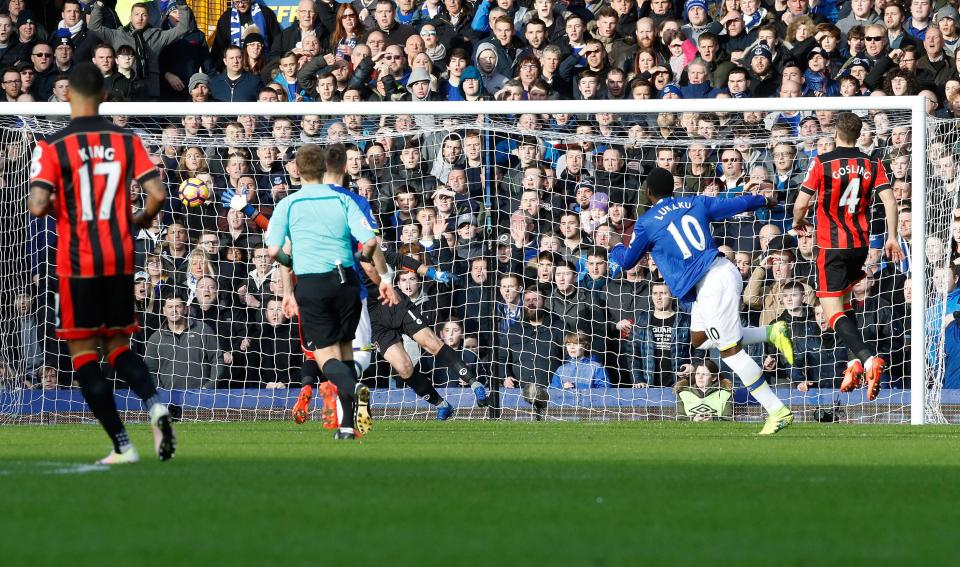 Lukaku curled home a tidy finish after just 30 seconds to give Everton the lead