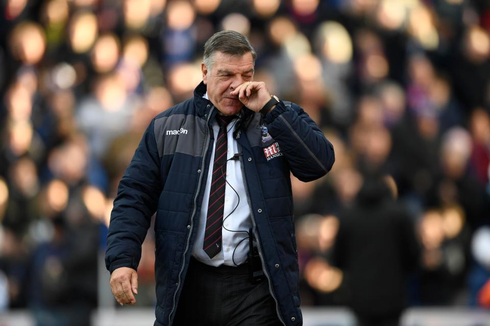 Devastated Big Sam exits down the tunnel for half-time