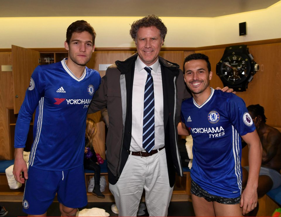  Will Ferrell also met Pedro and goalscorer Marcos Alonso on Saturday