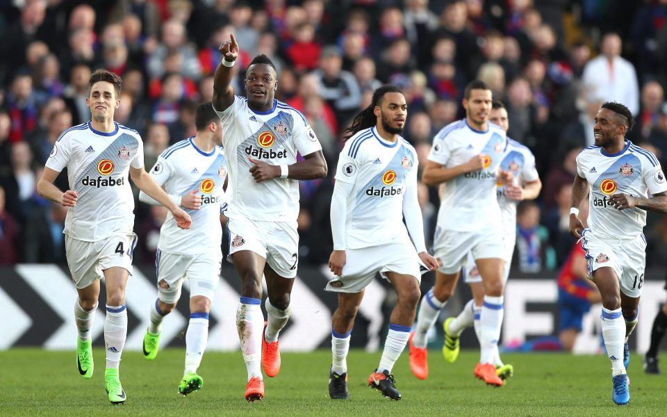  Sunderland players celebrate during their 4-0 win over Crystal Palace