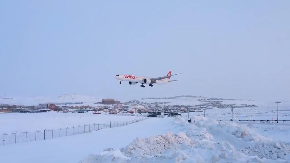  The Swiss International plane approaches the remote runway