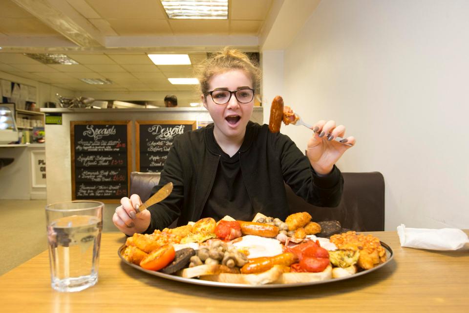  Liz Cornelius-Brown, 17, prepares to take on the breakfast challenge