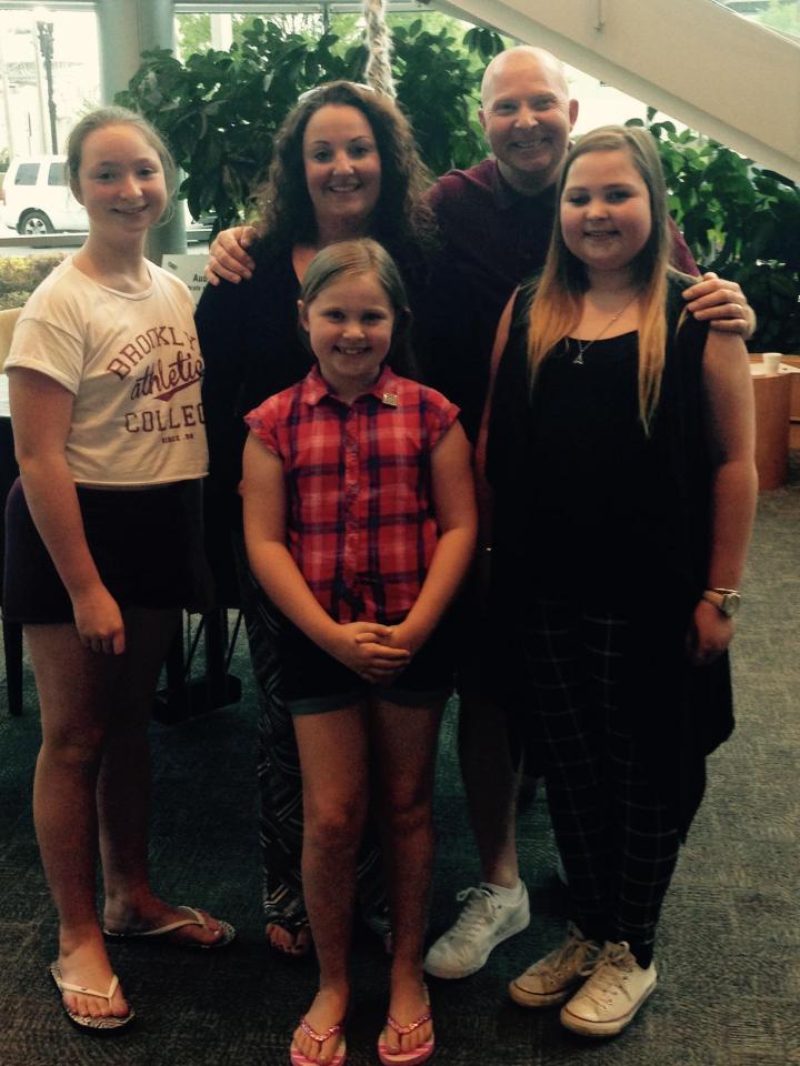 The Addley family, pictured left to right, Daisy, 13, mum Kate, 38, dad David, 45, Lily, 16, and Evie, nine