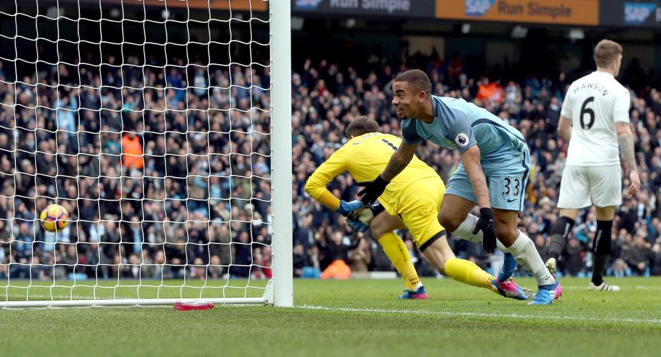 Gabriel Jesus started in place of Sergio Aguero and hit two against Swansea