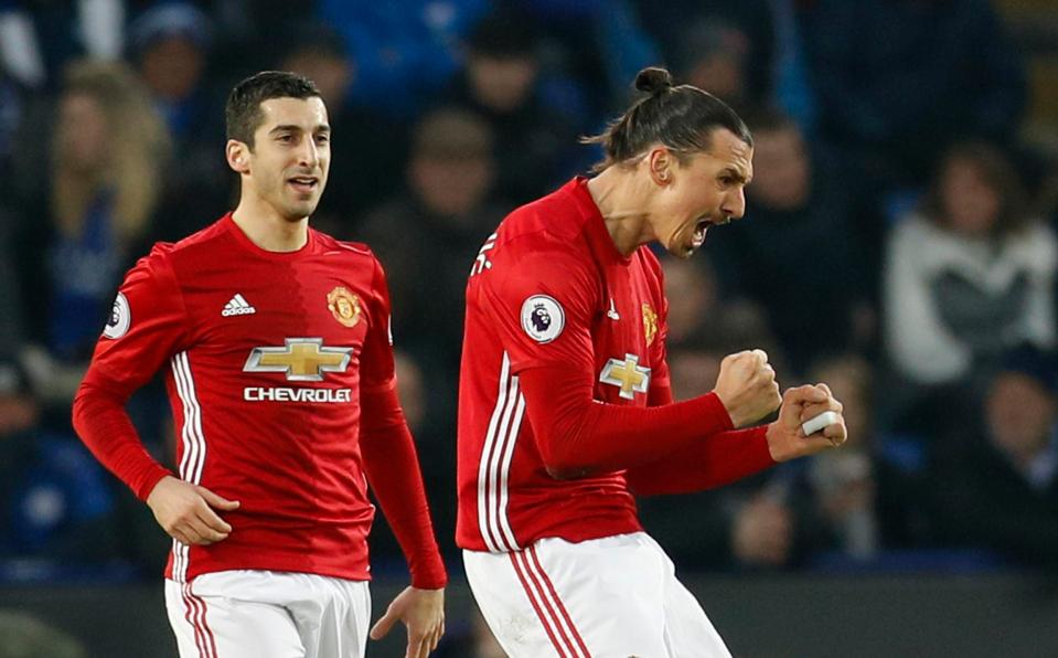  Zlatan Ibrahimovic celebrates becoming the oldest player to score 15 Premier League goals